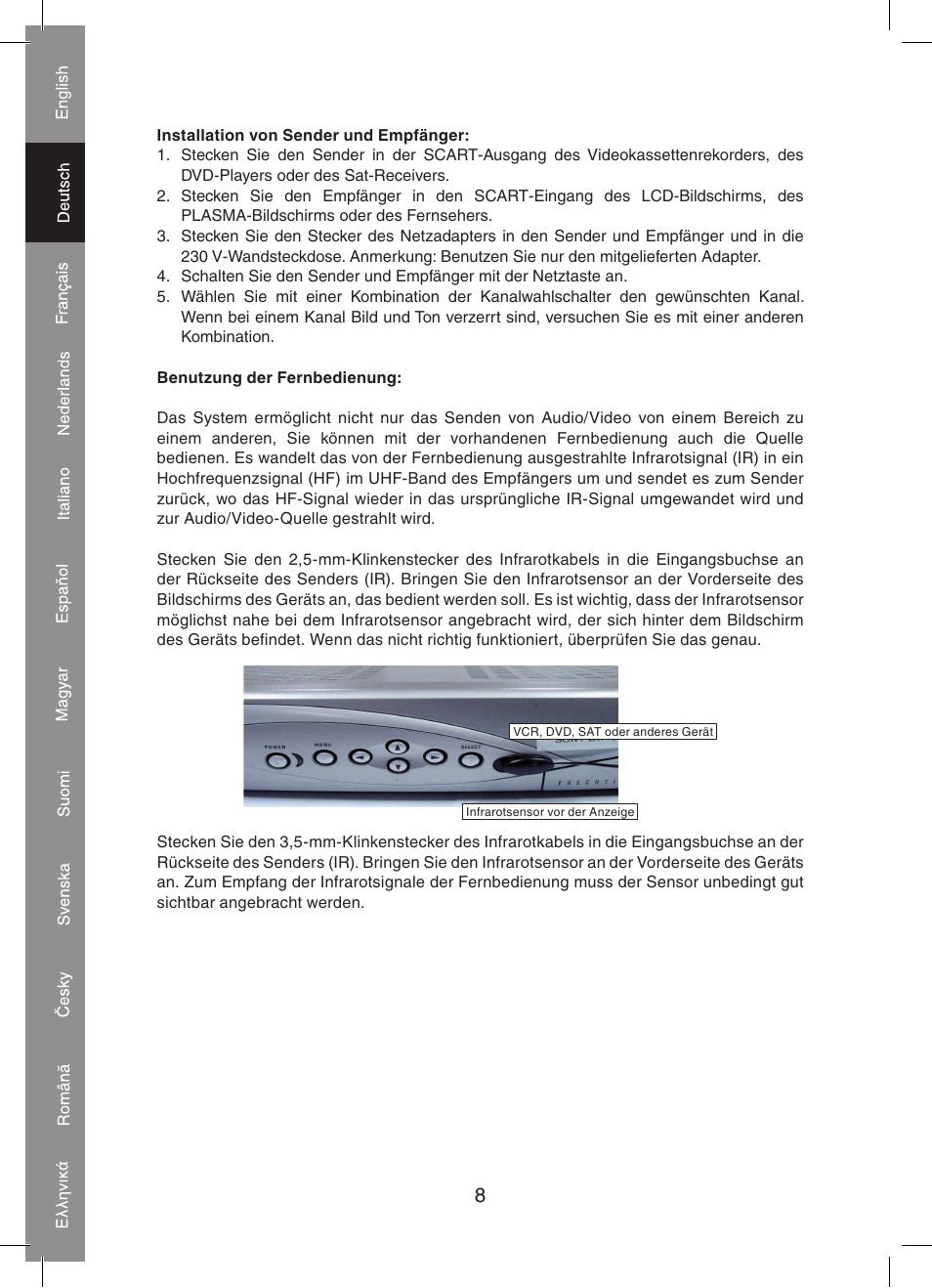 Konig Electronic 5.8 GHz wireless SCART set User Manual | Page 8 / 64