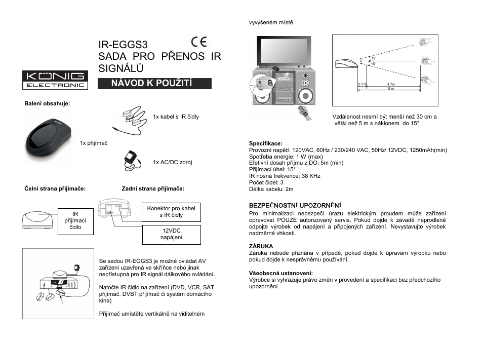 Ir-eggs3 sada pro přenos ir signálů, Návod k použití | Konig Electronic Infrared remote control extender User Manual | Page 10 / 10