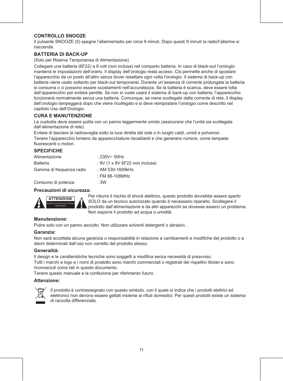 Konig Electronic AM/FM clock radio User Manual | Page 11 / 30