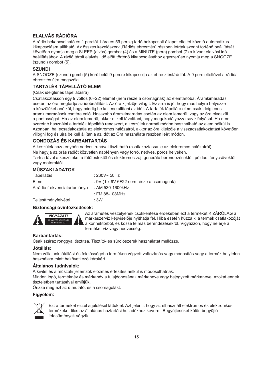 Konig Electronic AM/FM clock radio User Manual | Page 15 / 30