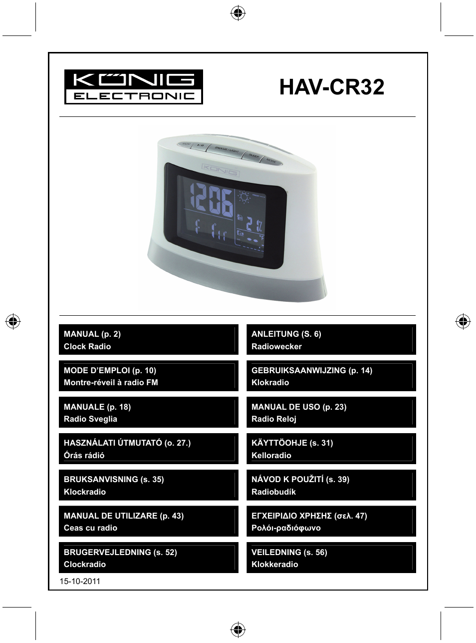 Konig Electronic Radio alarm clock with outside sensor User Manual | 62 pages