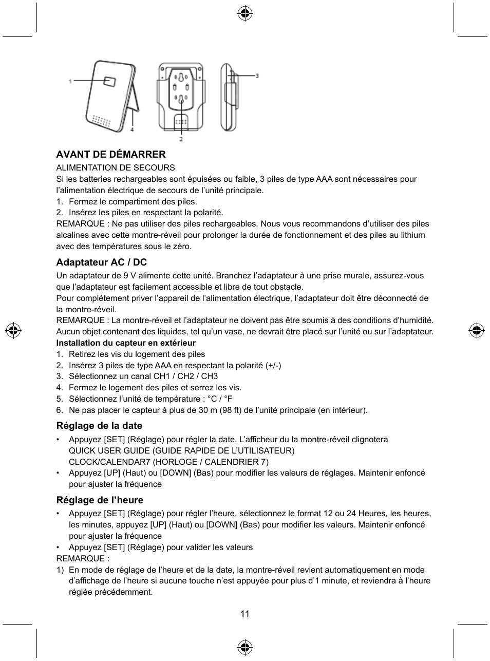 Konig Electronic Radio alarm clock with outside sensor User Manual | Page 11 / 62