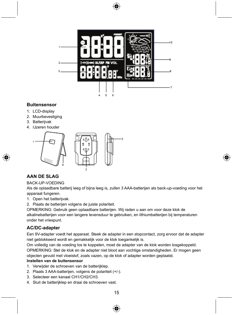 Konig Electronic Radio alarm clock with outside sensor User Manual | Page 15 / 62