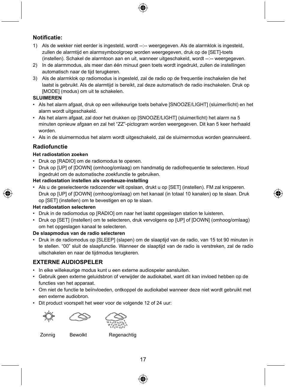 Konig Electronic Radio alarm clock with outside sensor User Manual | Page 17 / 62