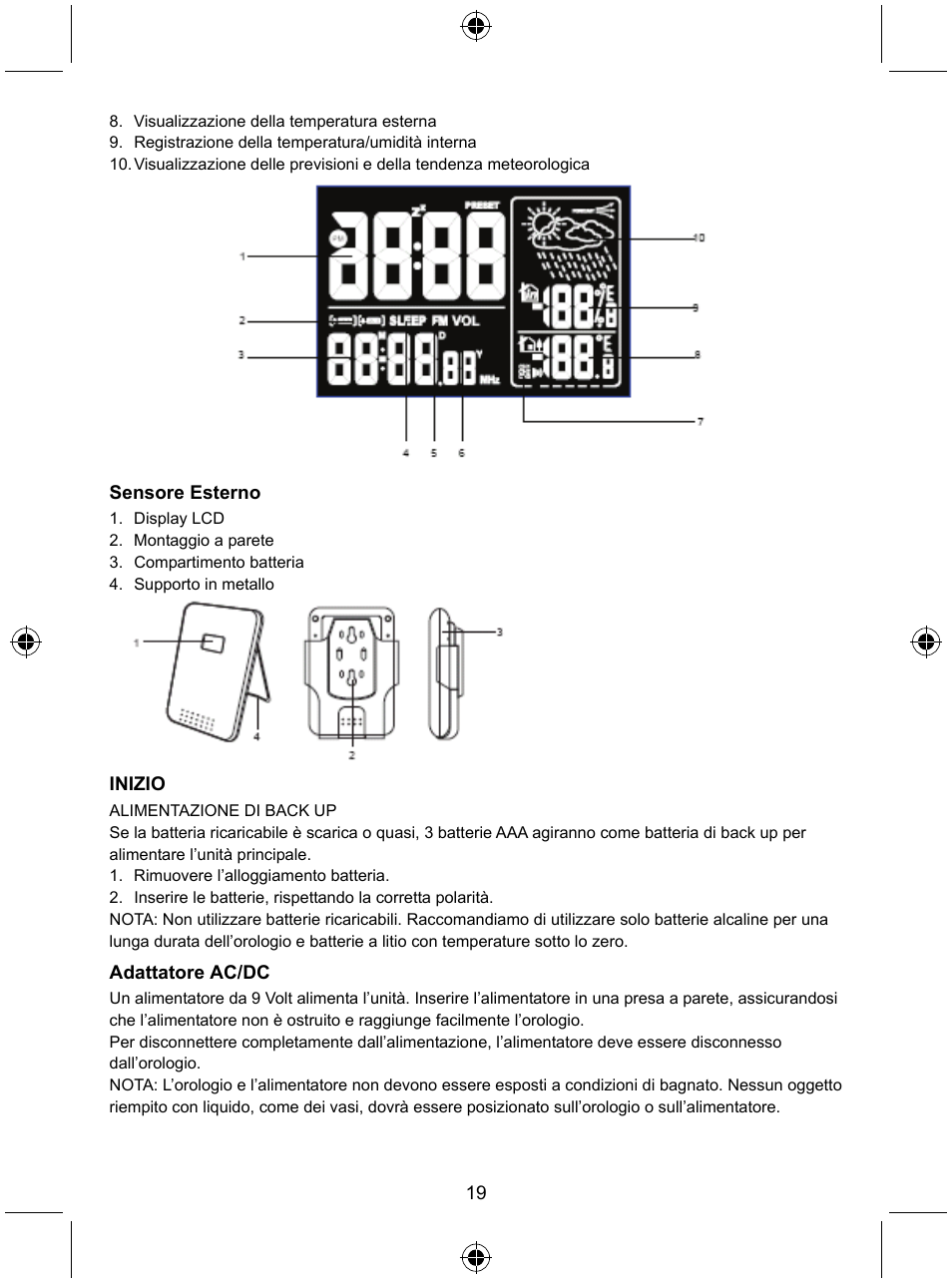 Konig Electronic Radio alarm clock with outside sensor User Manual | Page 19 / 62