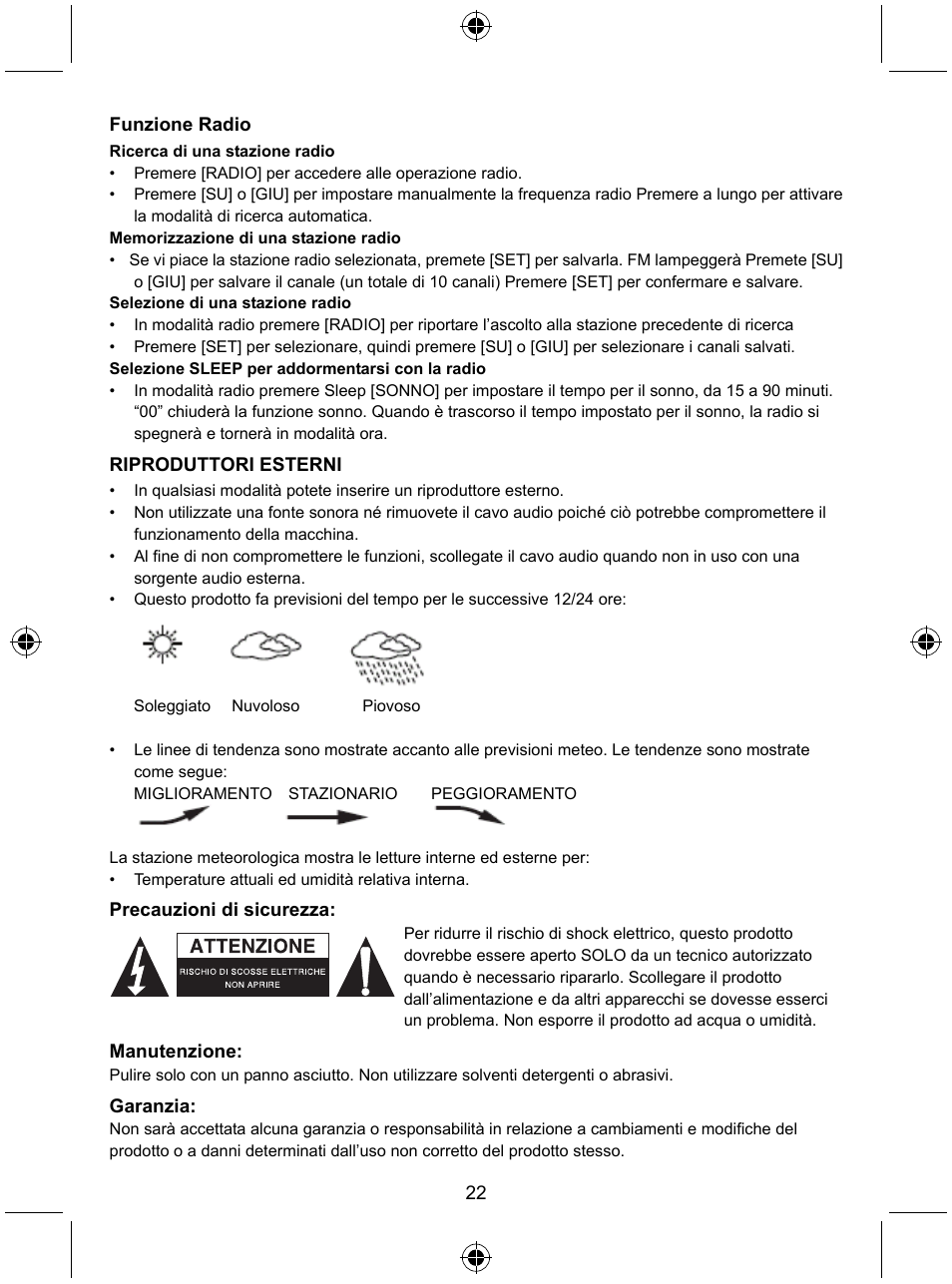 Konig Electronic Radio alarm clock with outside sensor User Manual | Page 22 / 62