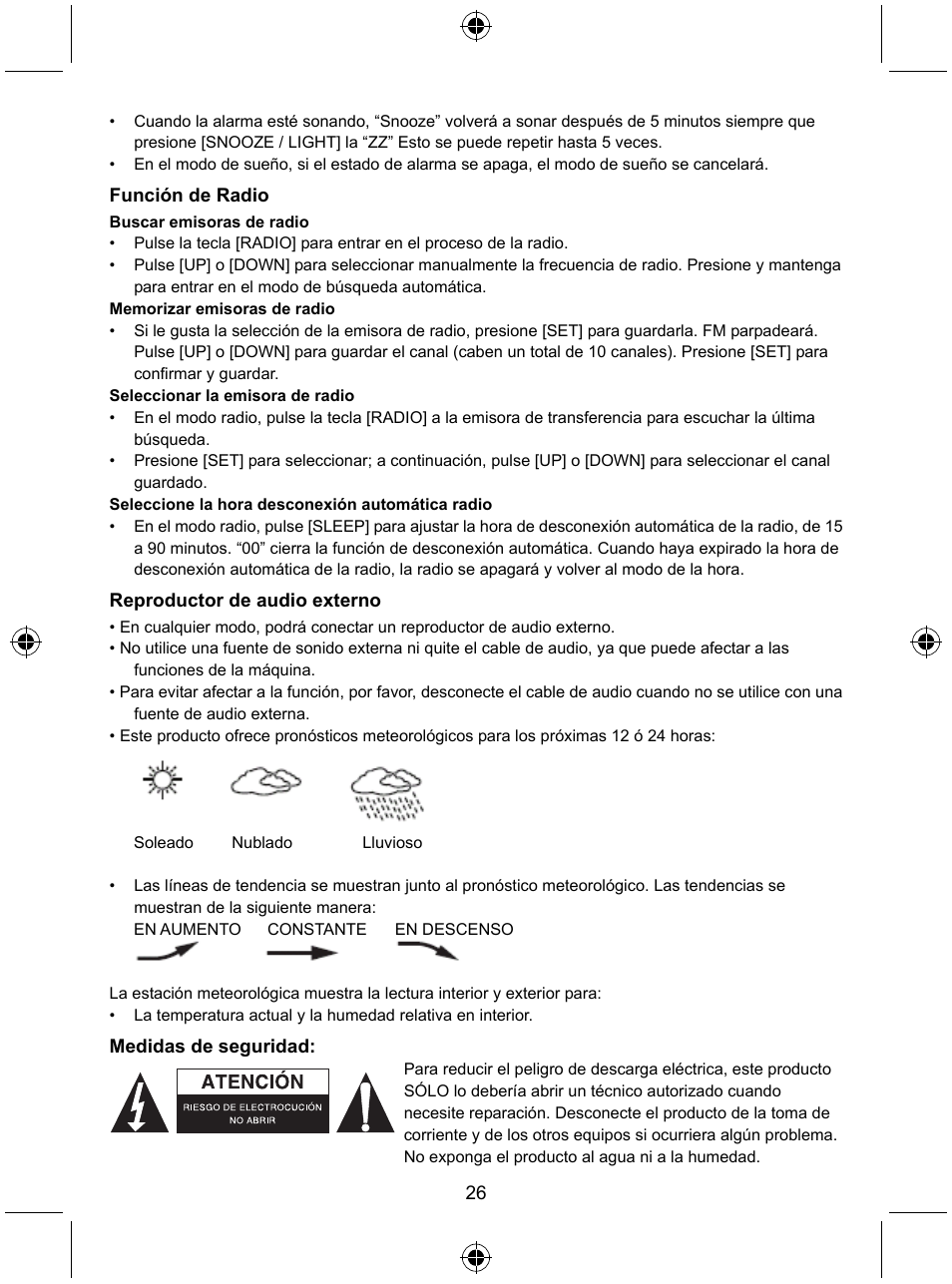 Konig Electronic Radio alarm clock with outside sensor User Manual | Page 26 / 62