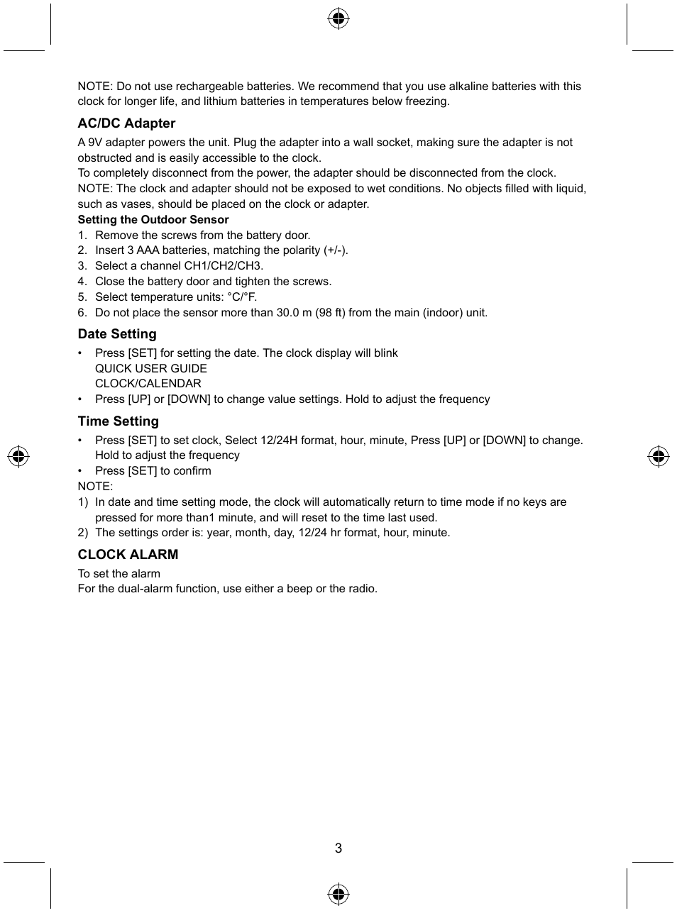 Konig Electronic Radio alarm clock with outside sensor User Manual | Page 3 / 62
