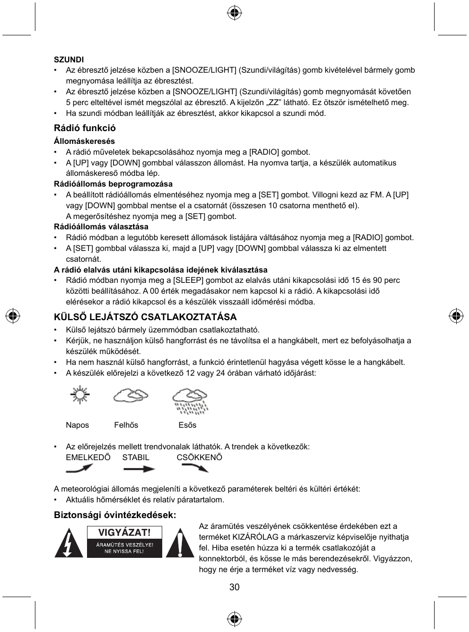 Konig Electronic Radio alarm clock with outside sensor User Manual | Page 30 / 62