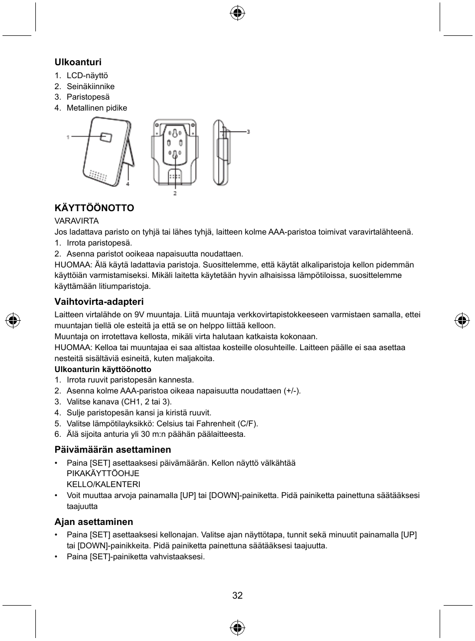 Konig Electronic Radio alarm clock with outside sensor User Manual | Page 32 / 62