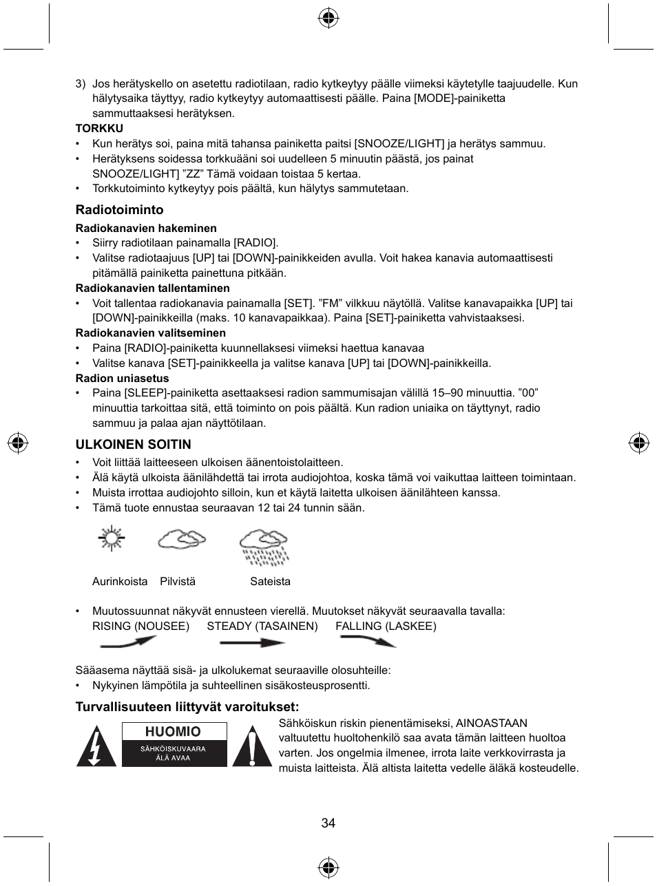 Konig Electronic Radio alarm clock with outside sensor User Manual | Page 34 / 62