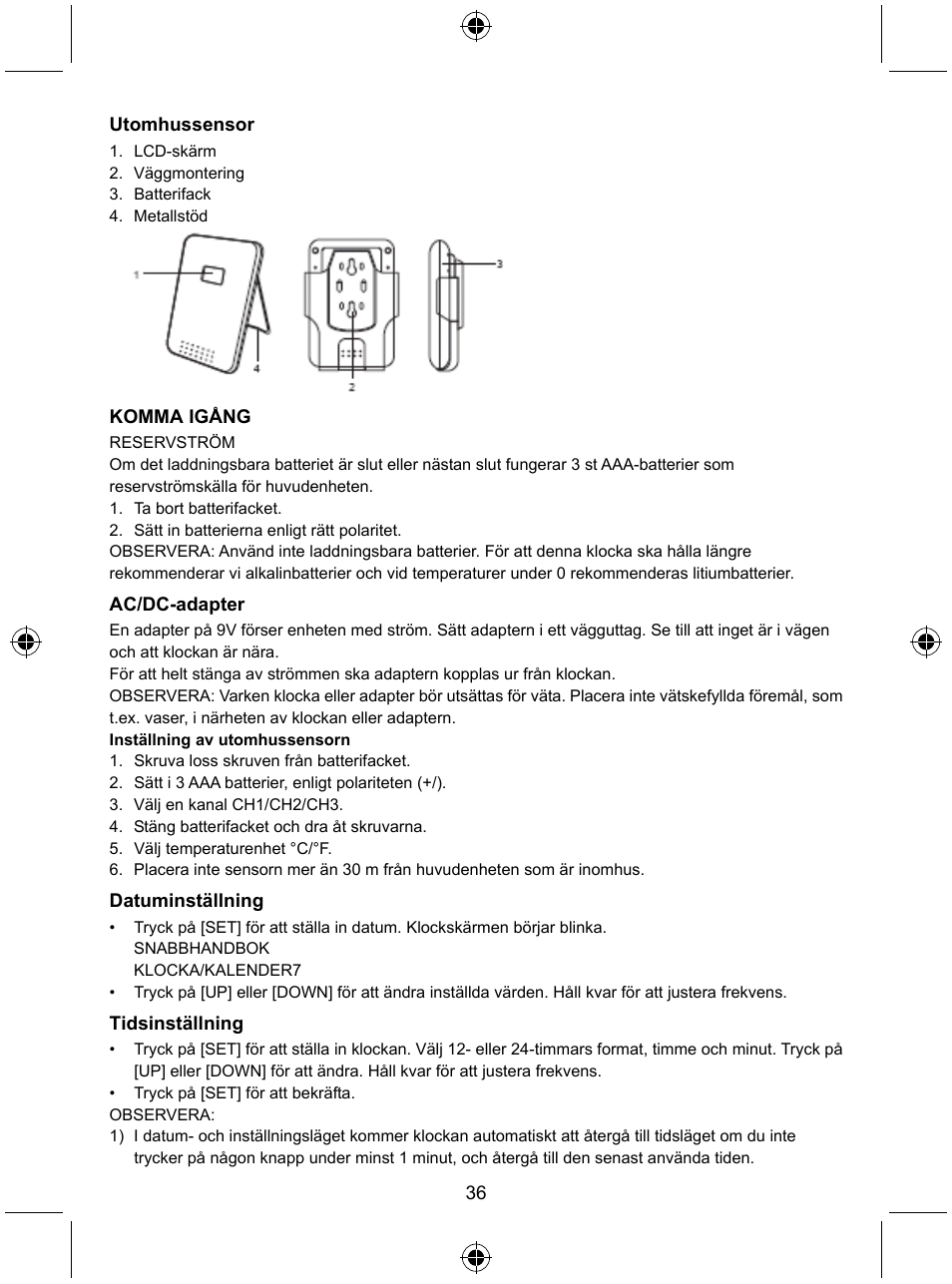 Konig Electronic Radio alarm clock with outside sensor User Manual | Page 36 / 62