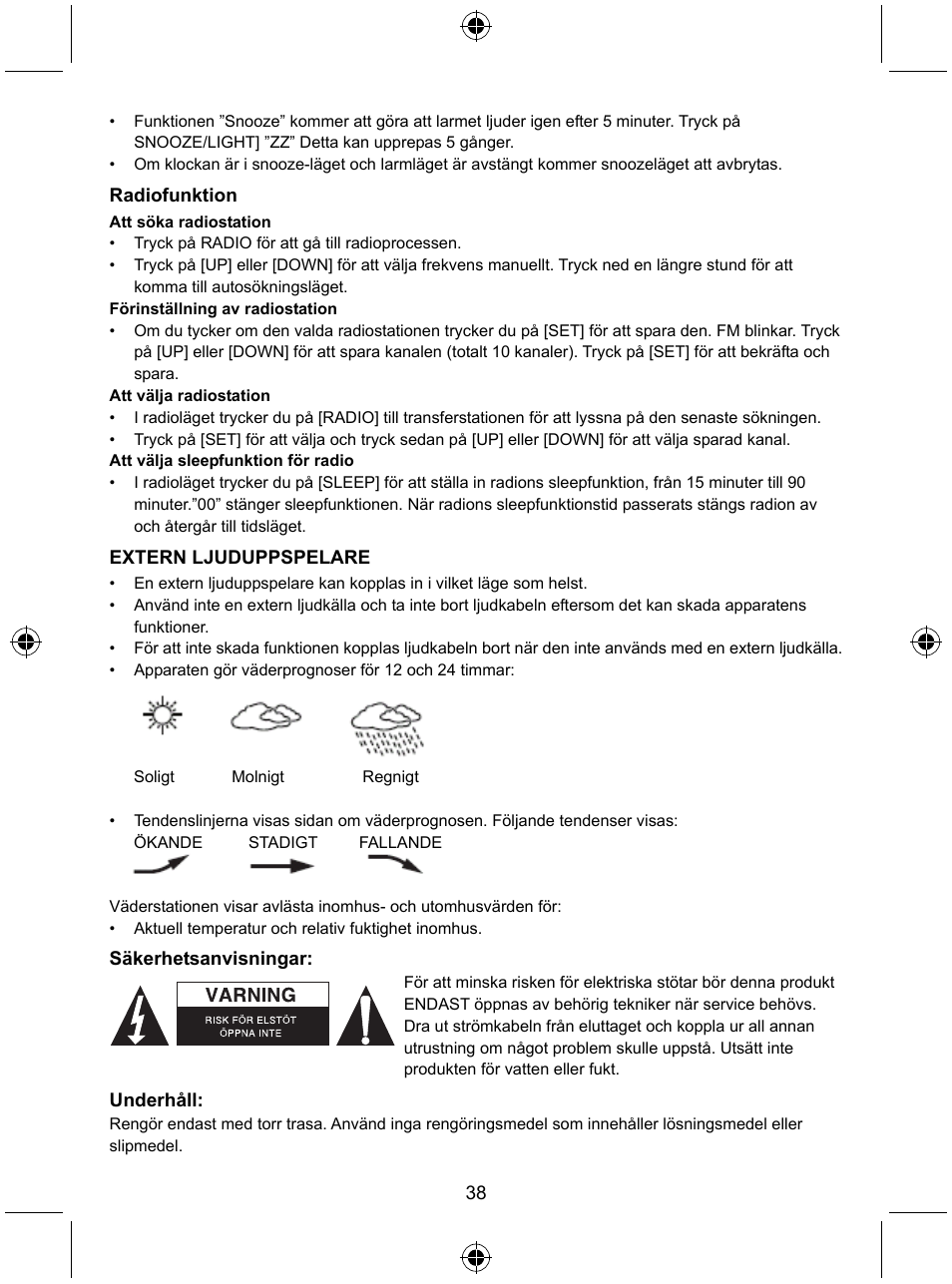 Konig Electronic Radio alarm clock with outside sensor User Manual | Page 38 / 62