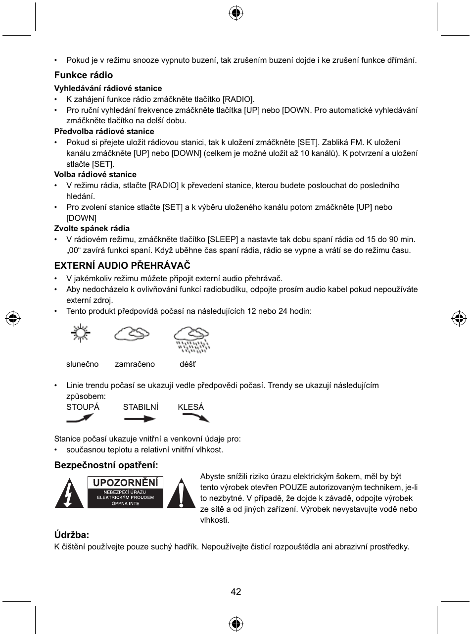 Konig Electronic Radio alarm clock with outside sensor User Manual | Page 42 / 62