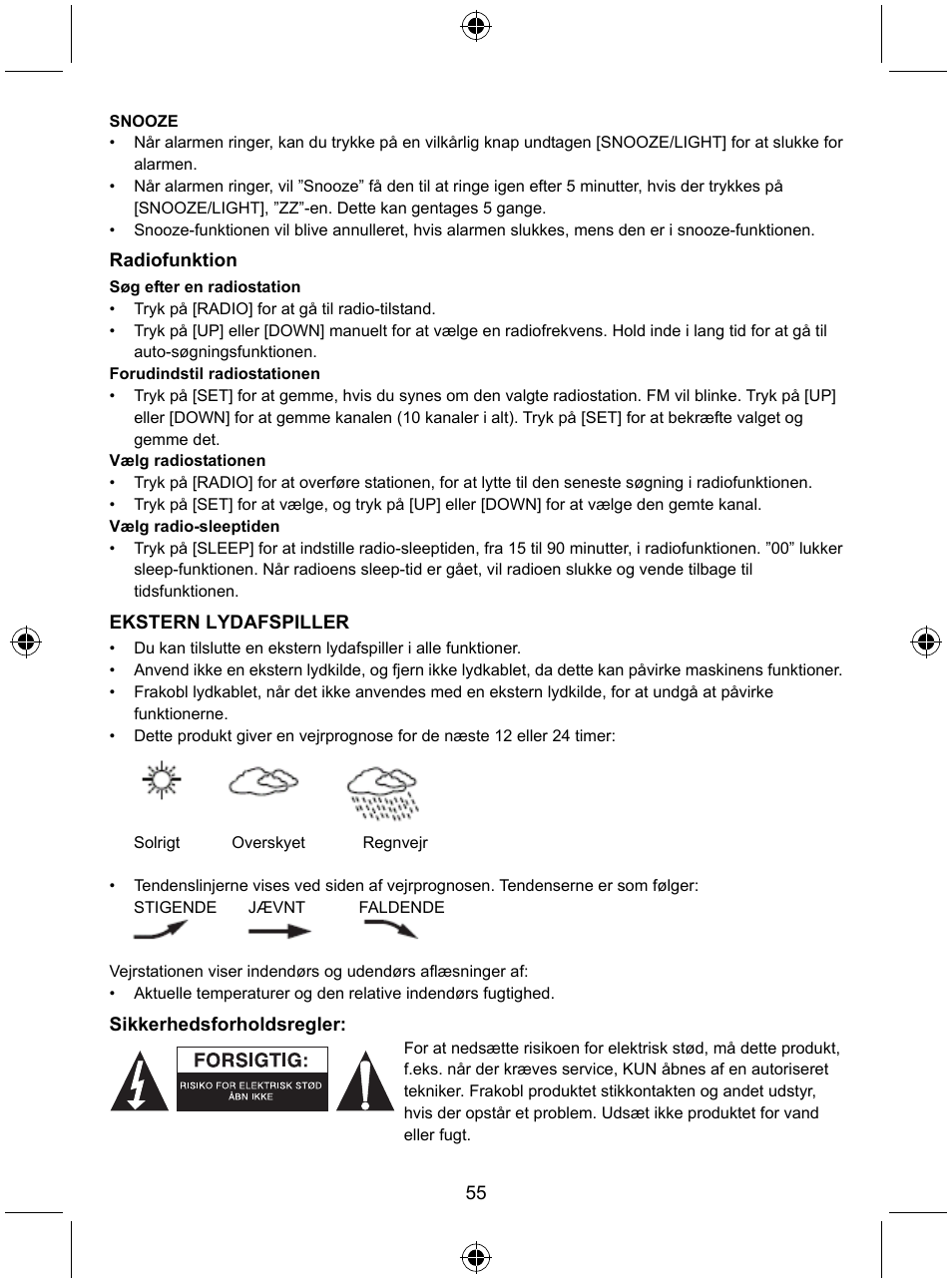 Konig Electronic Radio alarm clock with outside sensor User Manual | Page 55 / 62