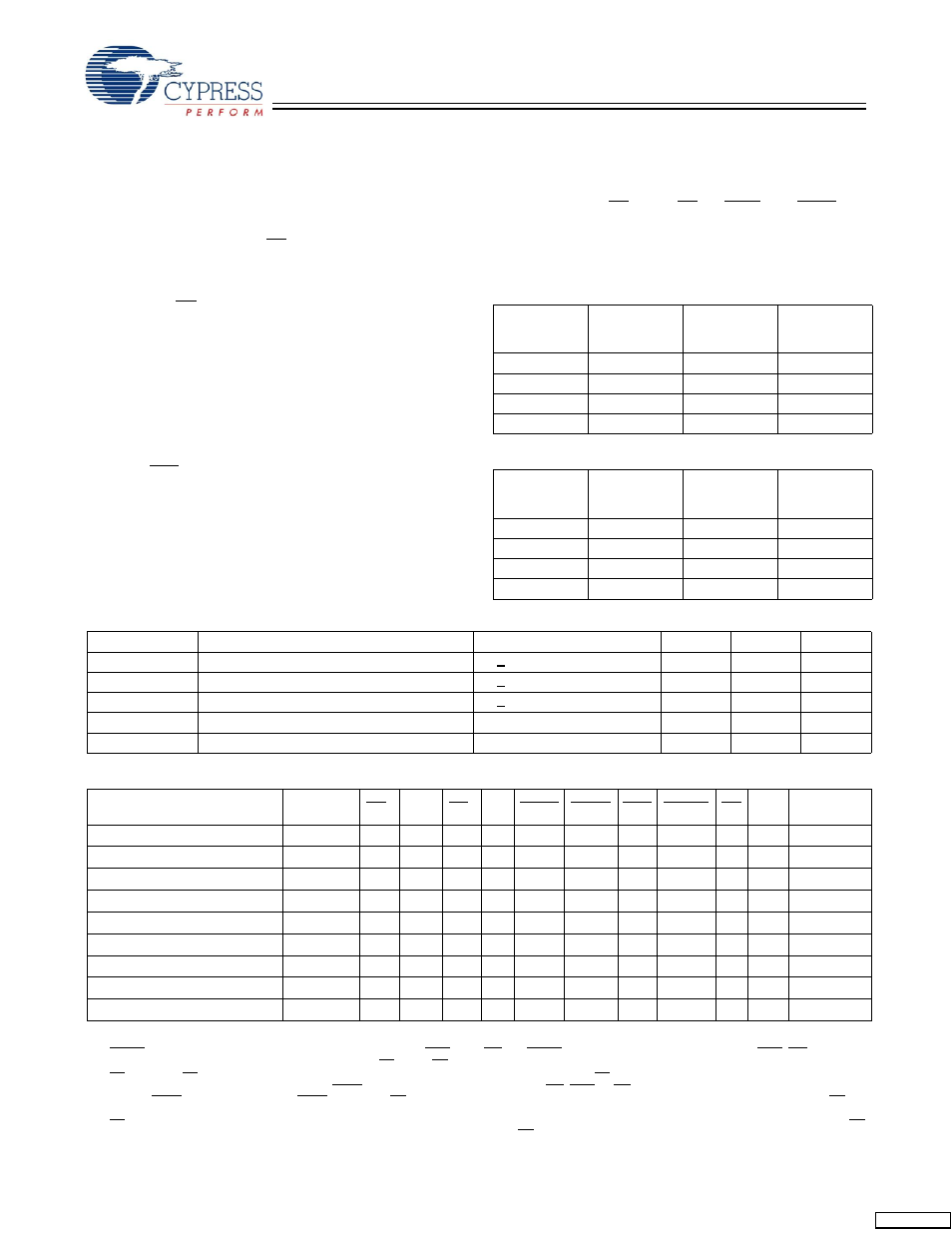 Linear burst address table (mode = gnd), Zz mode electrical characteristics, Truth table | Cypress CY7C1360C User Manual | Page 9 / 31