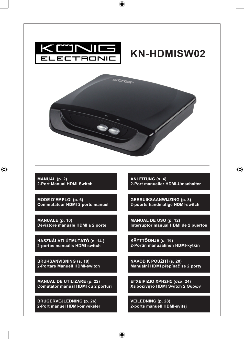 Konig Electronic 2 port HDMI switch User Manual | 29 pages