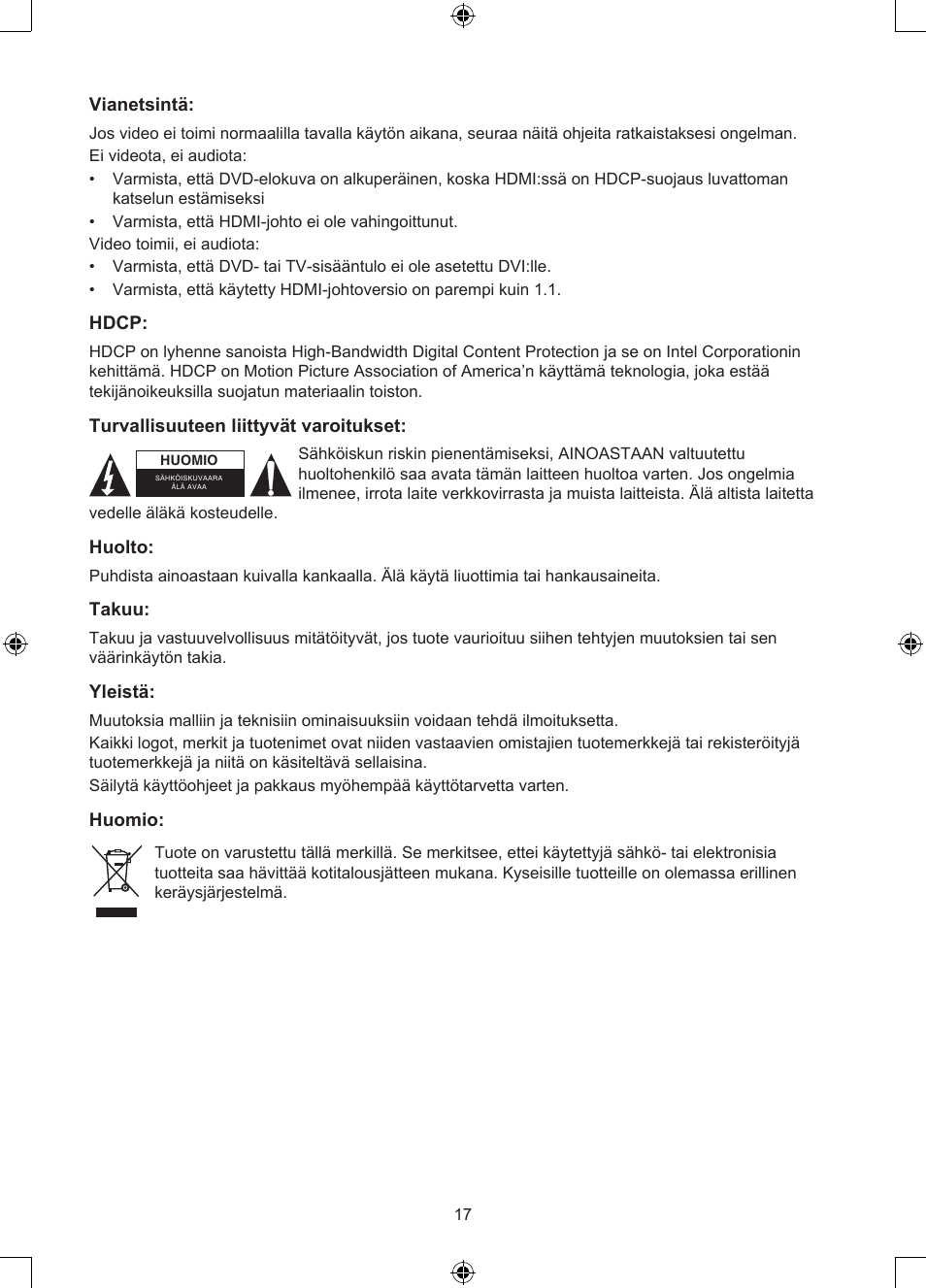 Konig Electronic 2 port HDMI switch User Manual | Page 17 / 29