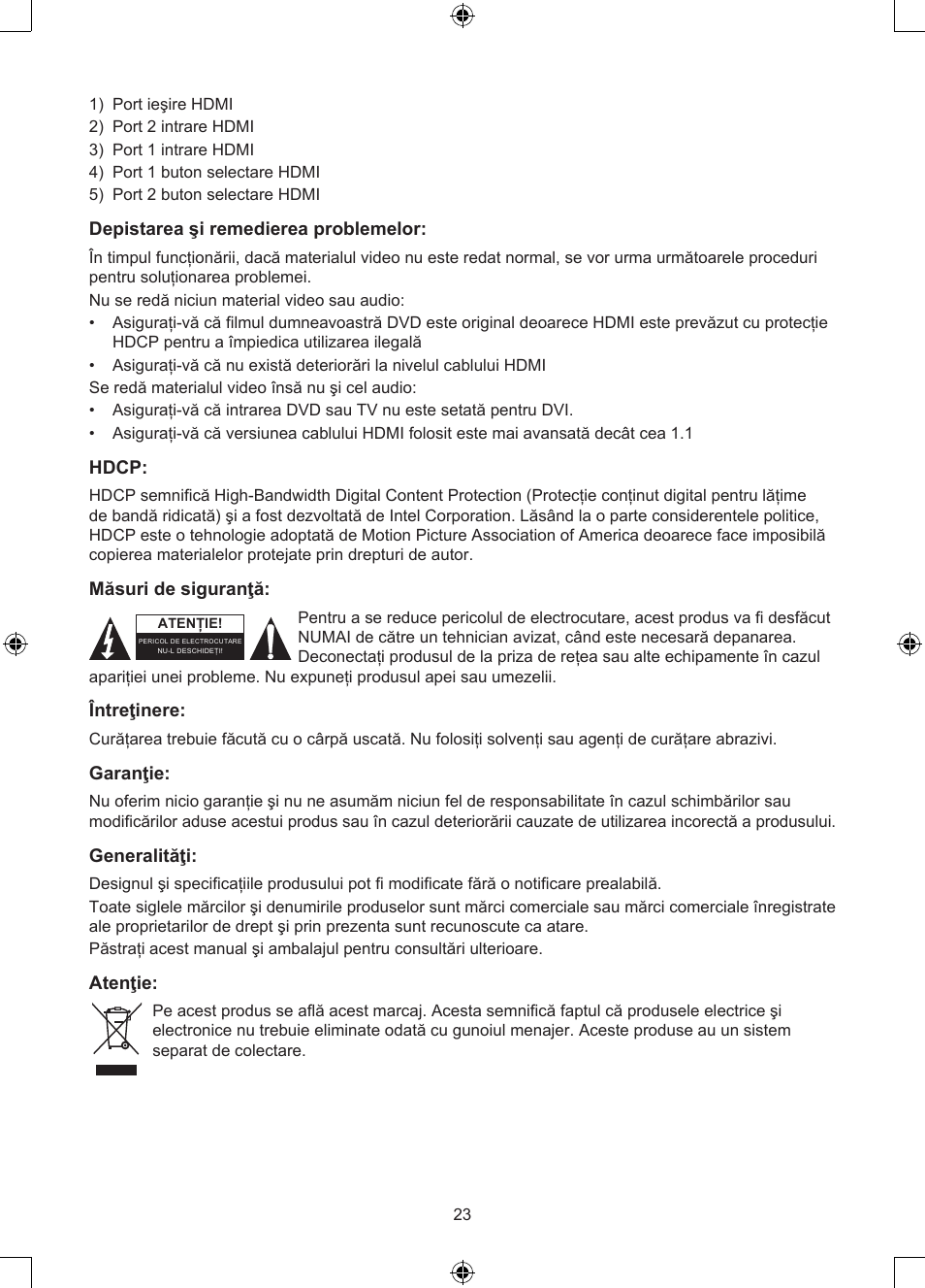 Konig Electronic 2 port HDMI switch User Manual | Page 23 / 29