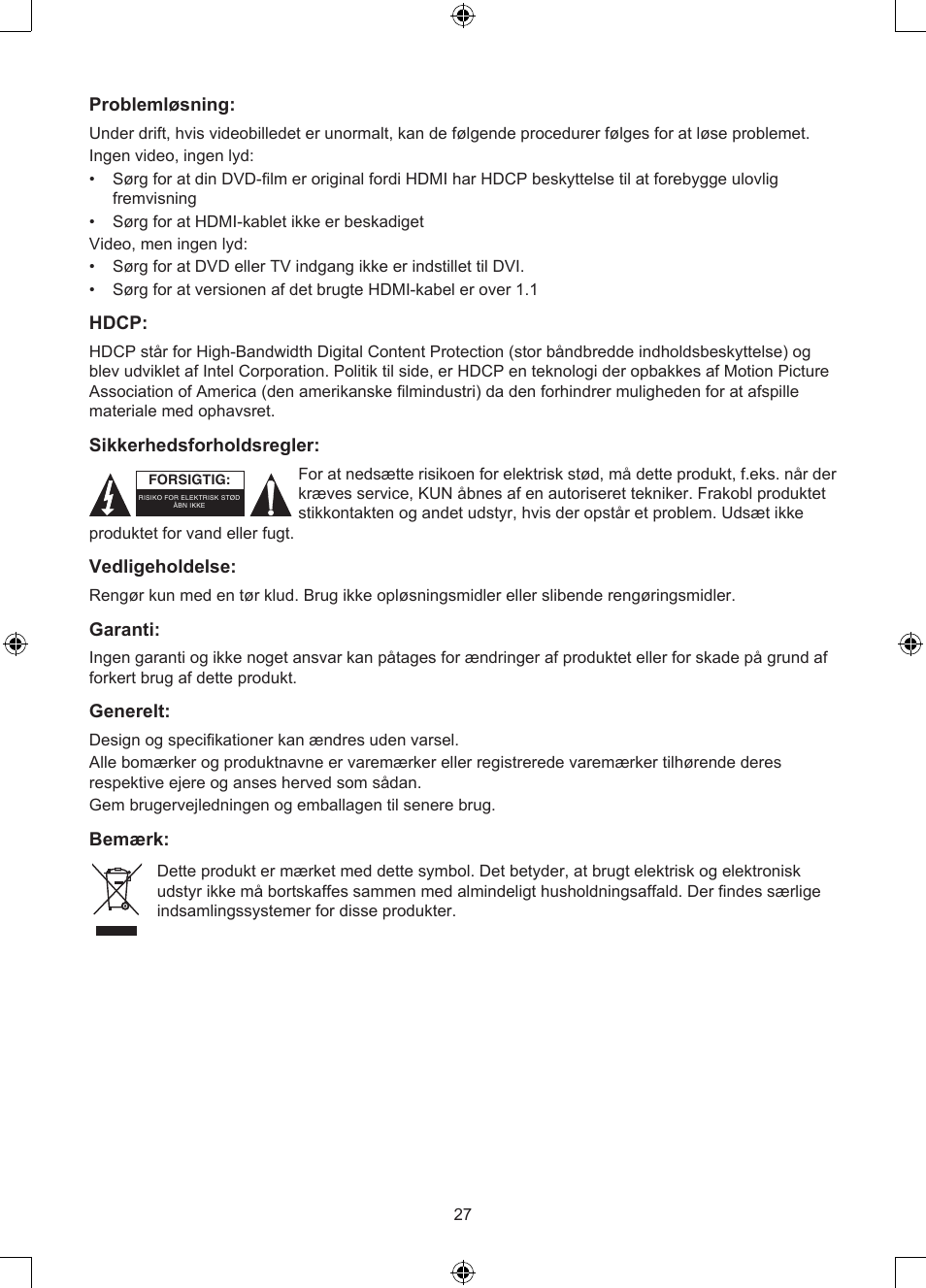 Konig Electronic 2 port HDMI switch User Manual | Page 27 / 29