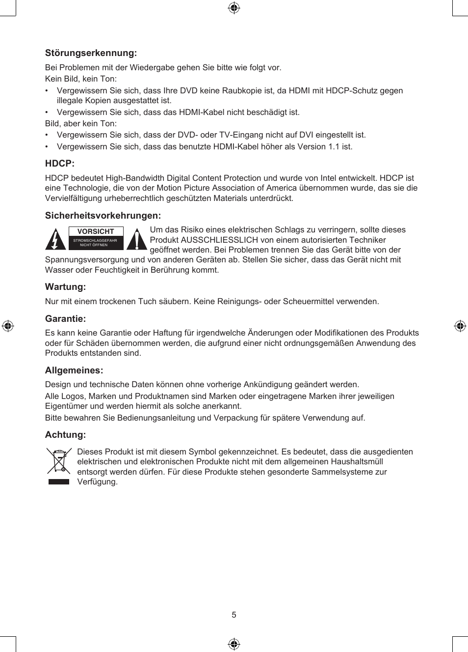 Konig Electronic 2 port HDMI switch User Manual | Page 5 / 29