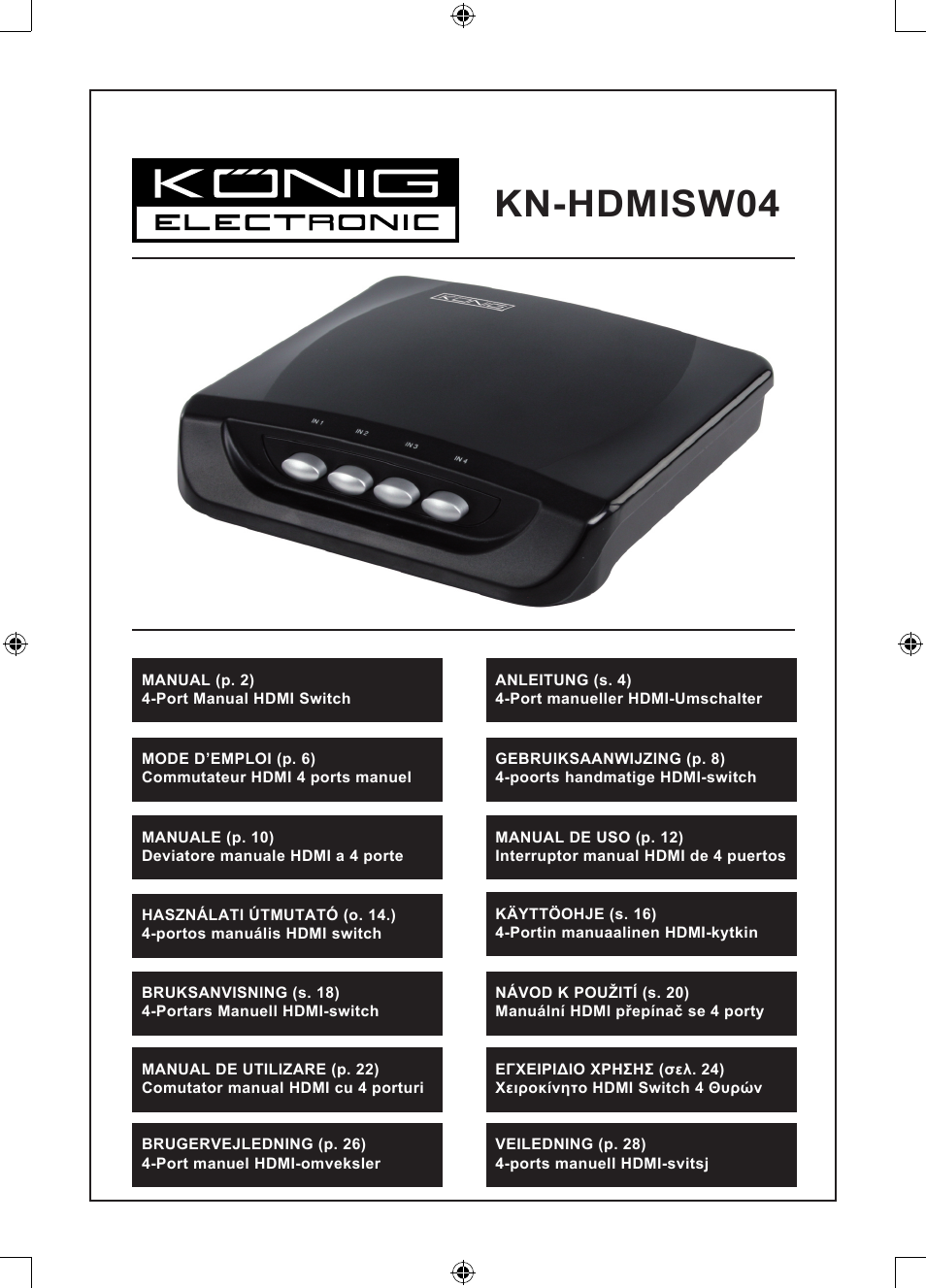 Konig Electronic 4 port HDMI switch User Manual | 29 pages