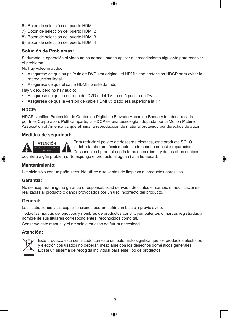 Konig Electronic 4 port HDMI switch User Manual | Page 13 / 29