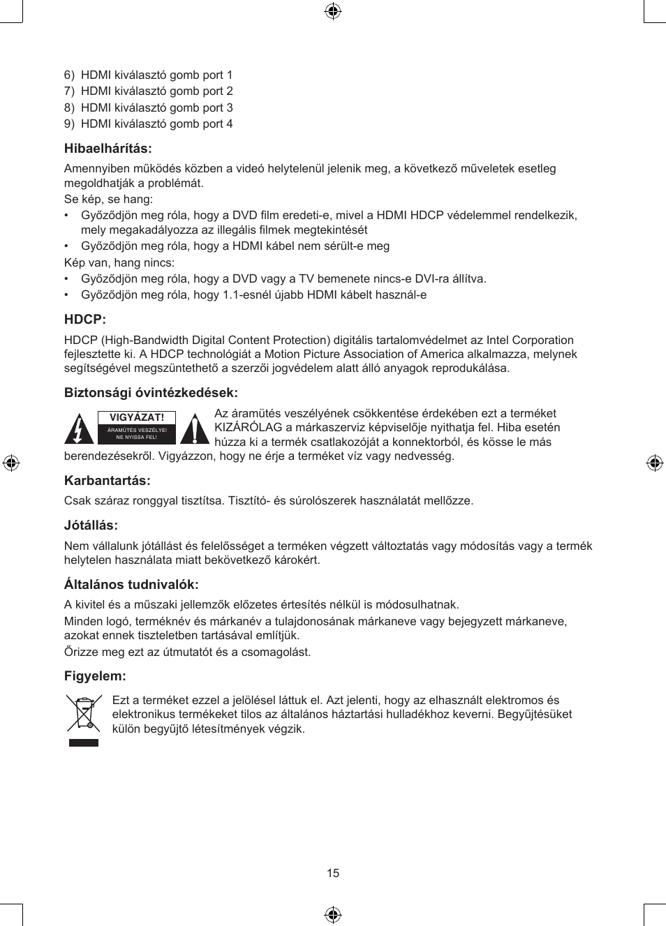 Konig Electronic 4 port HDMI switch User Manual | Page 15 / 29