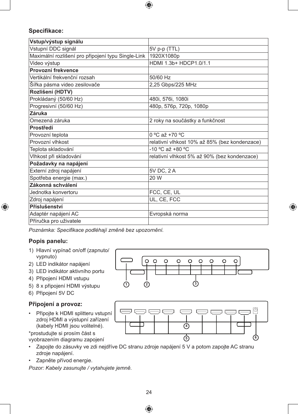 Konig Electronic 8 port HDMI splitter User Manual | Page 24 / 31