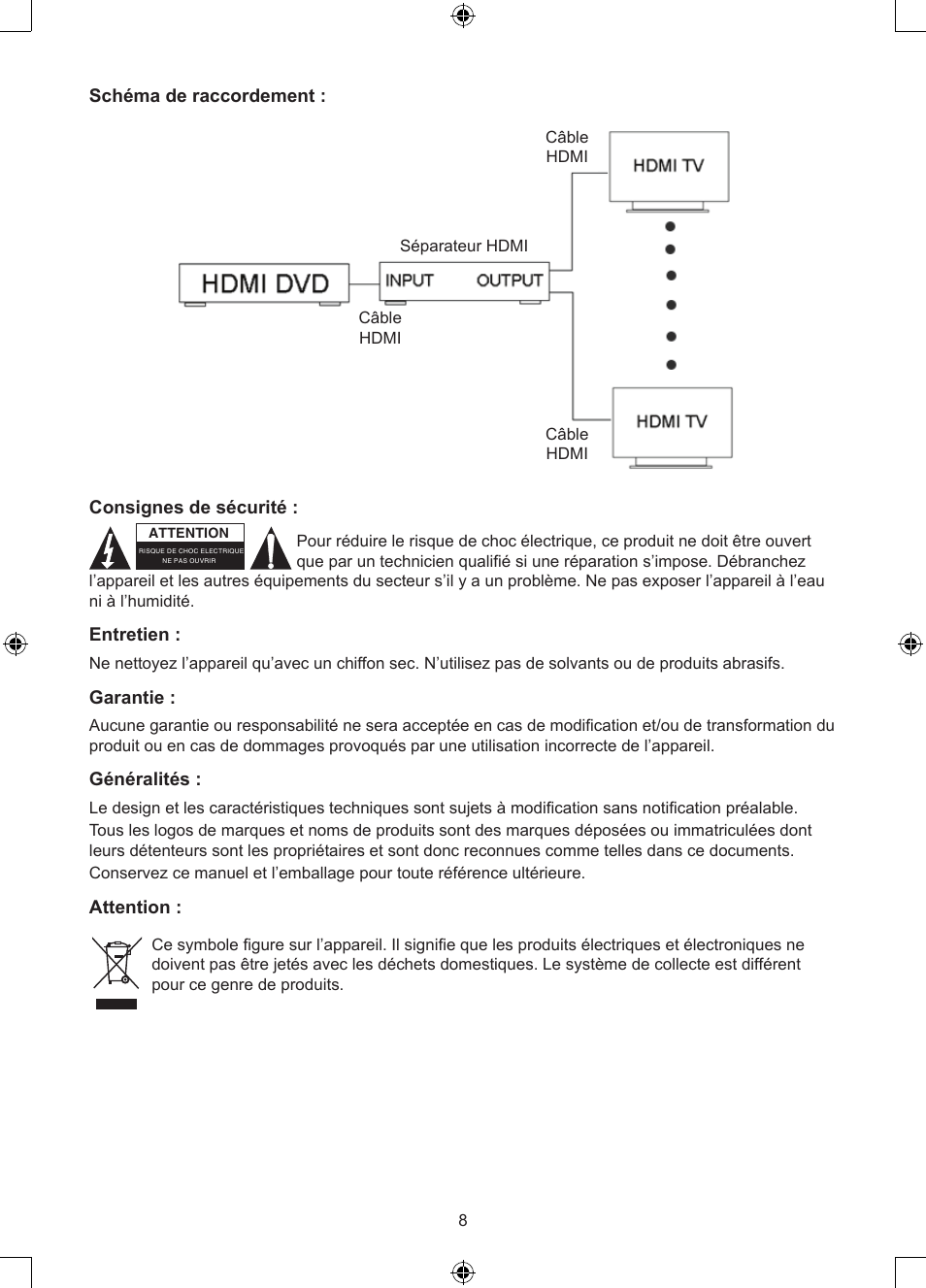 Konig Electronic 8 port HDMI splitter User Manual | Page 8 / 31