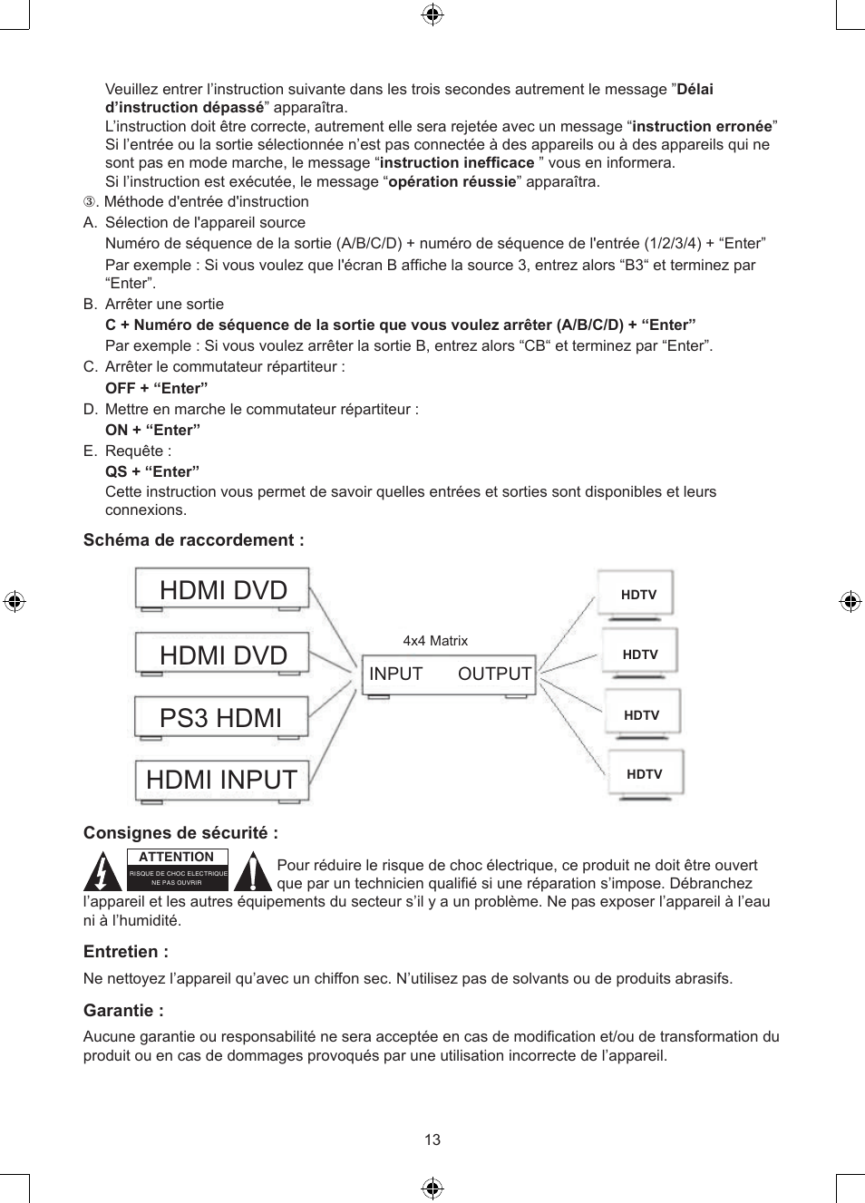 Hdmi dvd, Hdmi dvd hdmi input ps3 hdmi | Konig Electronic 4 x 4port HDMI matrix switch User Manual | Page 13 / 52