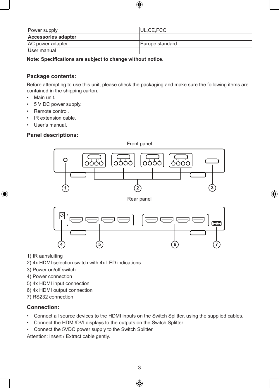 Konig Electronic 4 x 4port HDMI matrix switch User Manual | Page 3 / 52