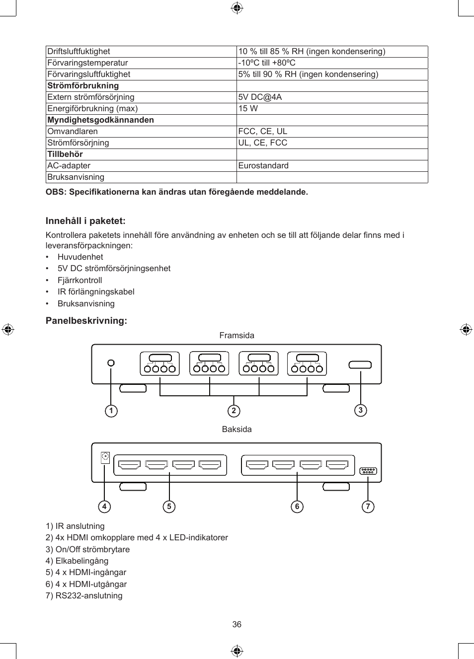 Konig Electronic 4 x 4port HDMI matrix switch User Manual | Page 36 / 52