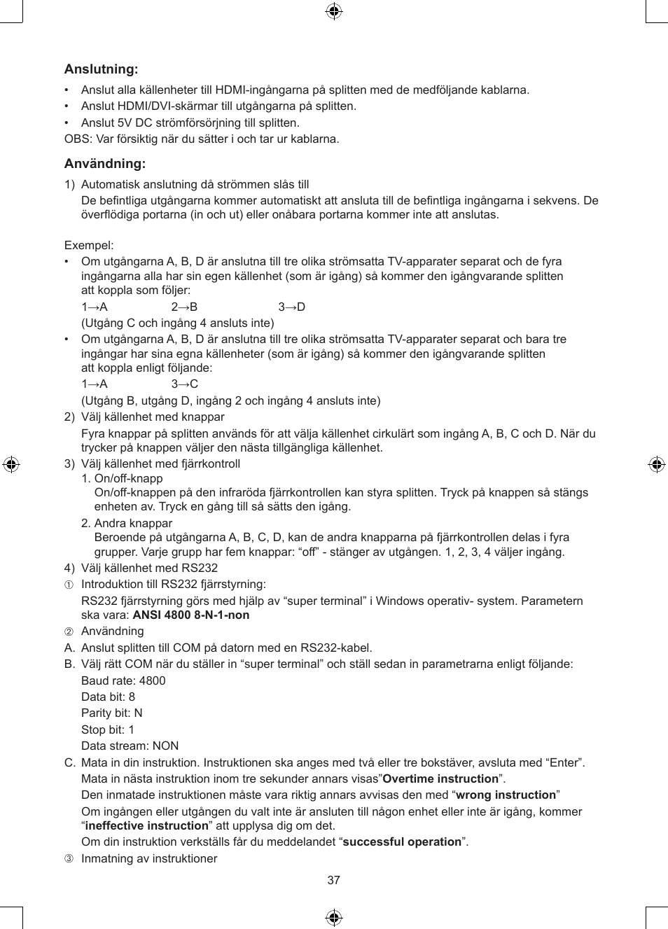 Konig Electronic 4 x 4port HDMI matrix switch User Manual | Page 37 / 52