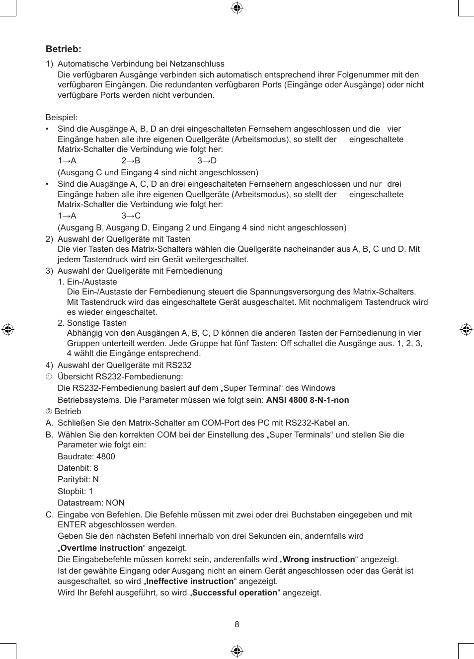 Konig Electronic 4 x 4port HDMI matrix switch User Manual | Page 8 / 52