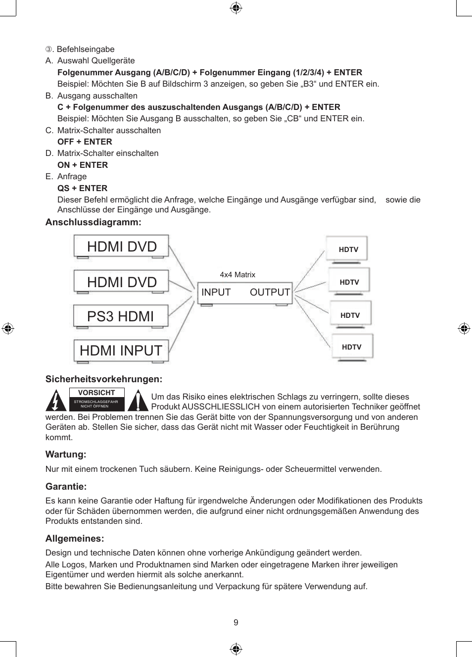 Hdmi dvd, Hdmi dvd hdmi input ps3 hdmi | Konig Electronic 4 x 4port HDMI matrix switch User Manual | Page 9 / 52