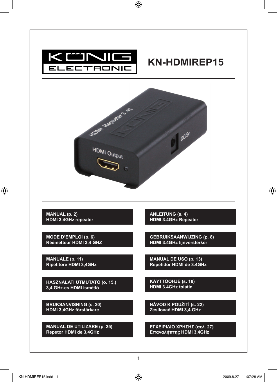 Konig Electronic HDMI repeater 3.4 Gbps User Manual | 30 pages