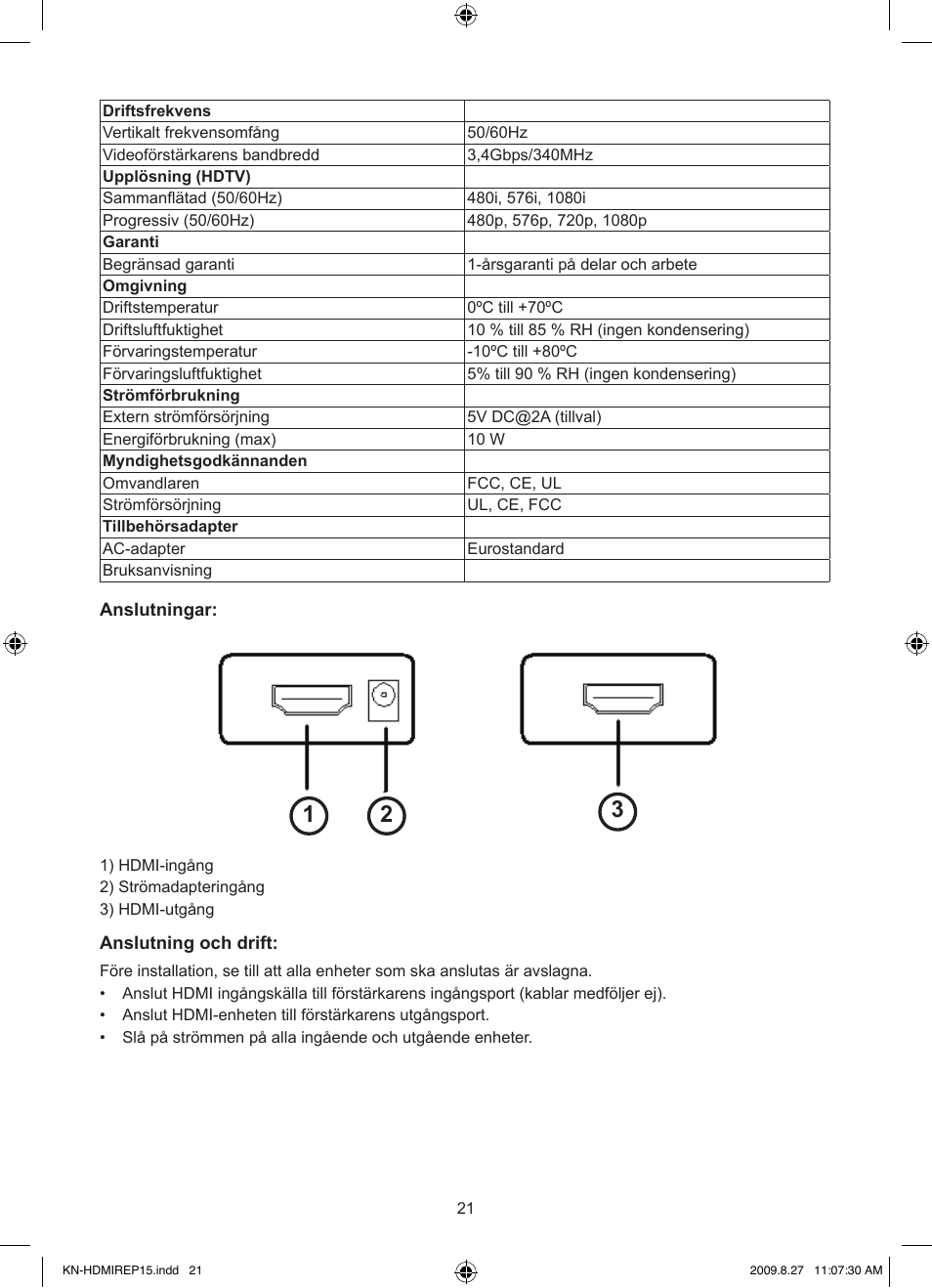 Konig Electronic HDMI repeater 3.4 Gbps User Manual | Page 21 / 30