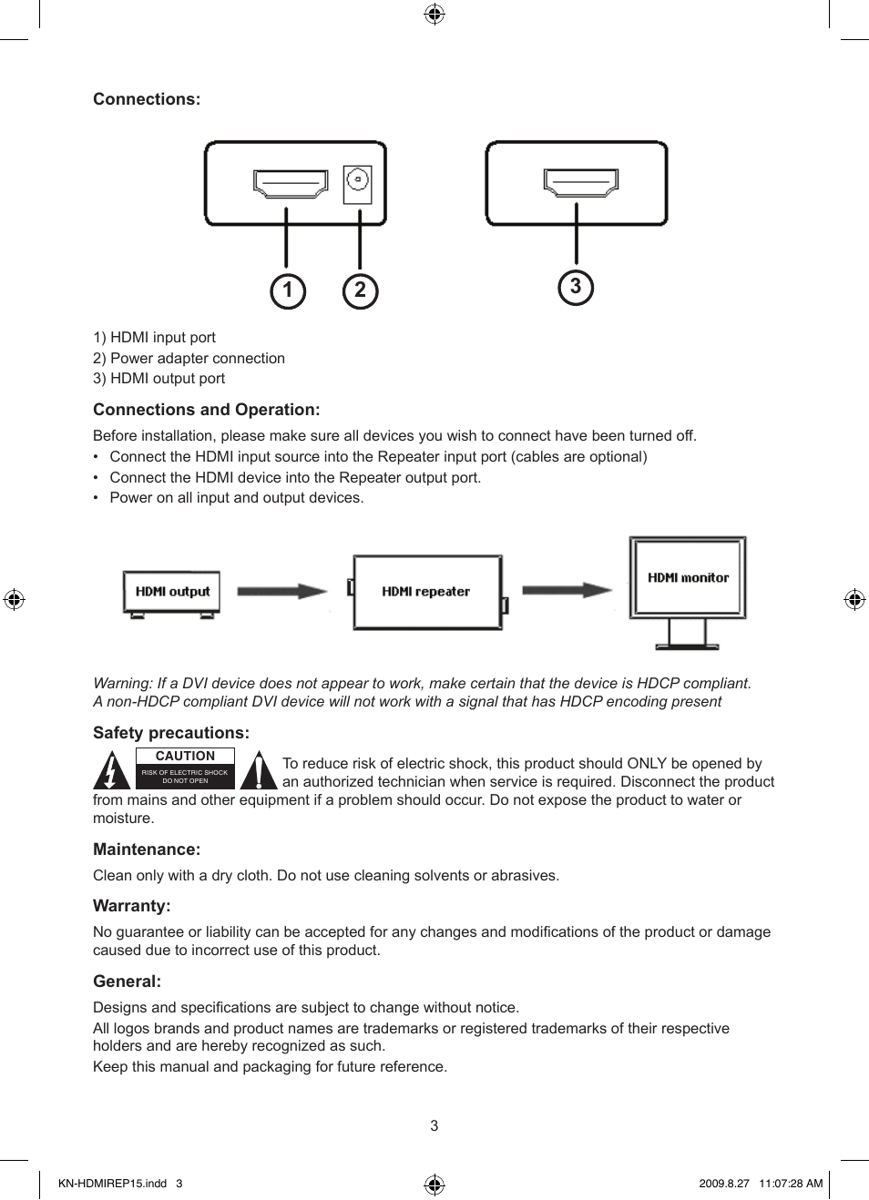 Konig Electronic HDMI repeater 3.4 Gbps User Manual | Page 3 / 30