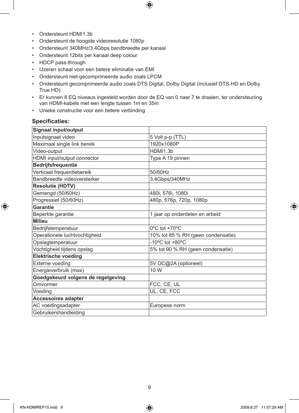 Konig Electronic HDMI repeater 3.4 Gbps User Manual | Page 9 / 30