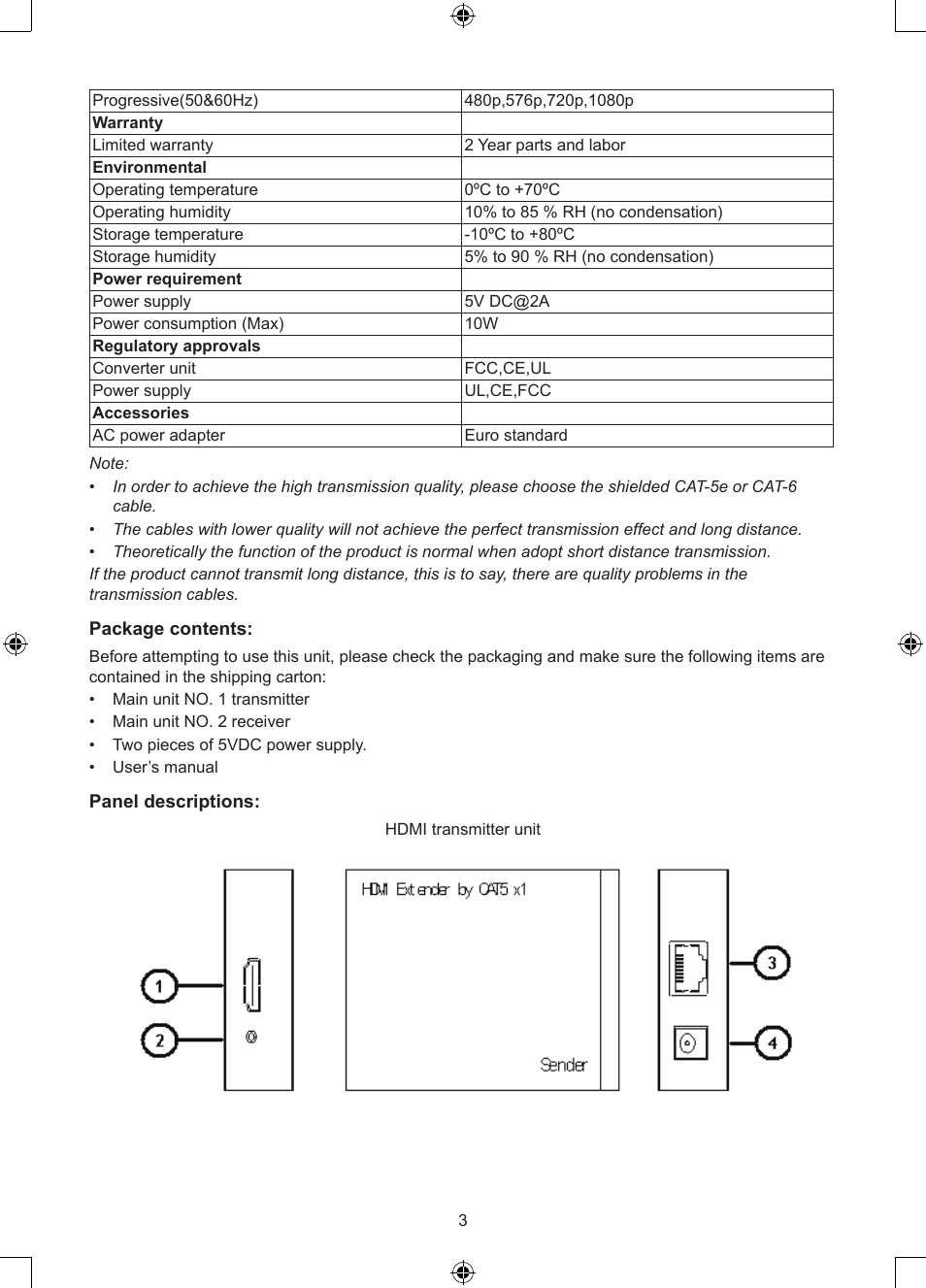 Konig Electronic HDMI extender 3.4 Gbps User Manual | Page 3 / 42