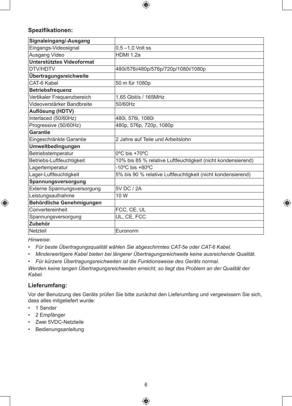 Konig Electronic HDMI extender 3.4 Gbps User Manual | Page 6 / 42