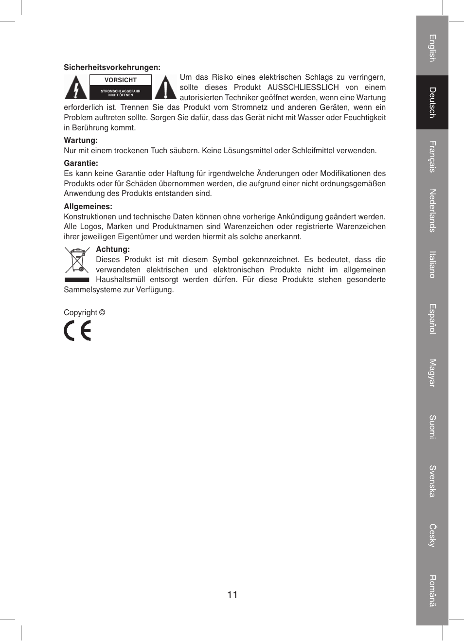 Konig Electronic 4 port HDMI splitter User Manual | Page 11 / 56
