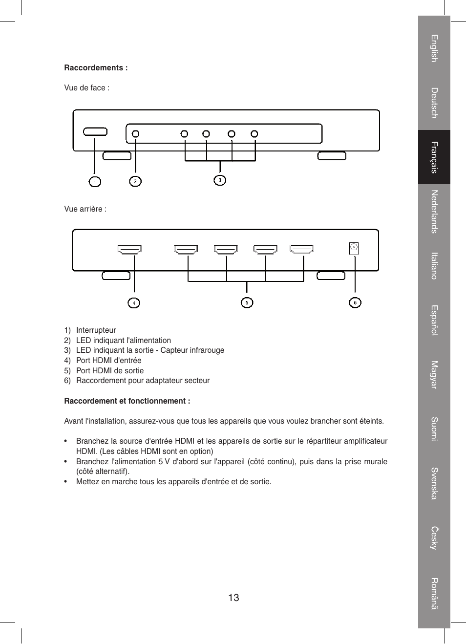 Konig Electronic 4 port HDMI splitter User Manual | Page 13 / 56