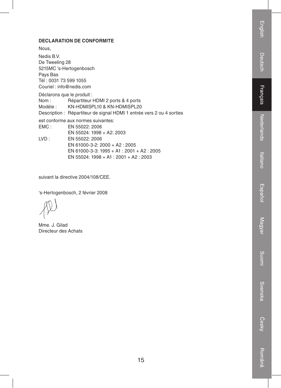 Konig Electronic 4 port HDMI splitter User Manual | Page 15 / 56