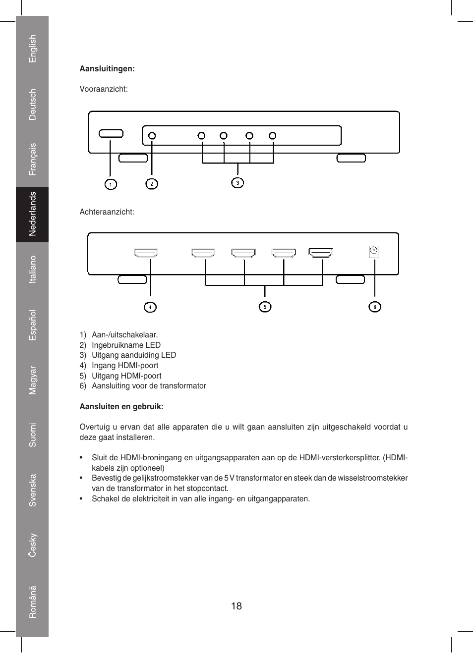 Konig Electronic 4 port HDMI splitter User Manual | Page 18 / 56