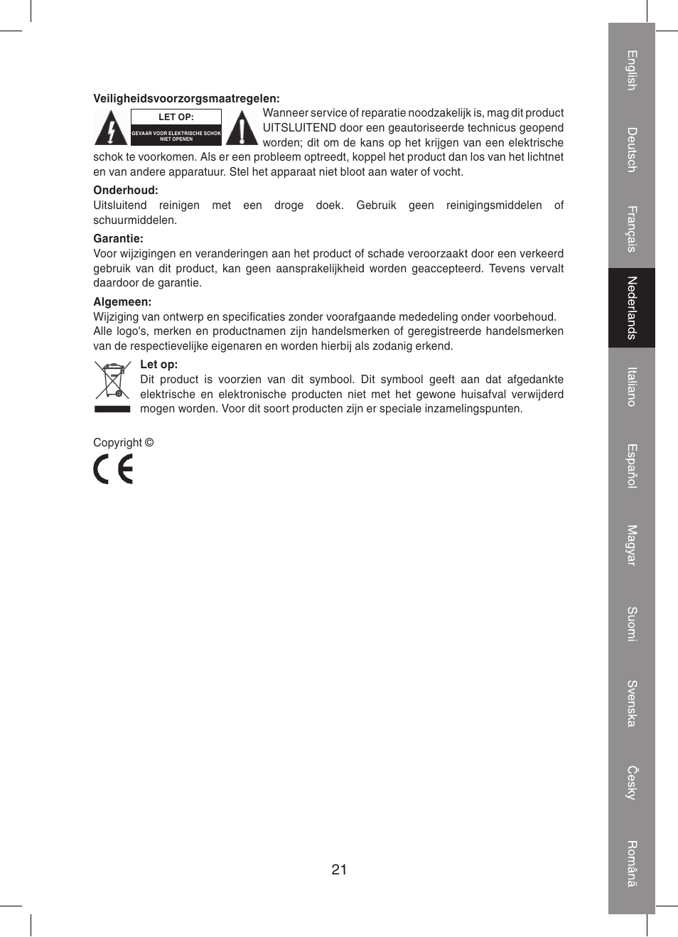 Konig Electronic 4 port HDMI splitter User Manual | Page 21 / 56