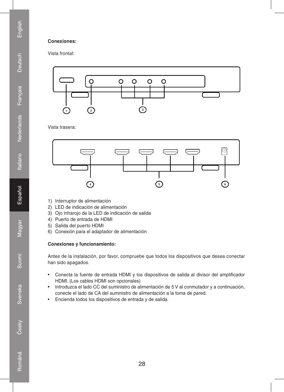 Konig Electronic 4 port HDMI splitter User Manual | Page 28 / 56