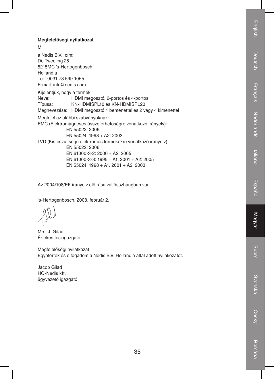 Konig Electronic 4 port HDMI splitter User Manual | Page 35 / 56