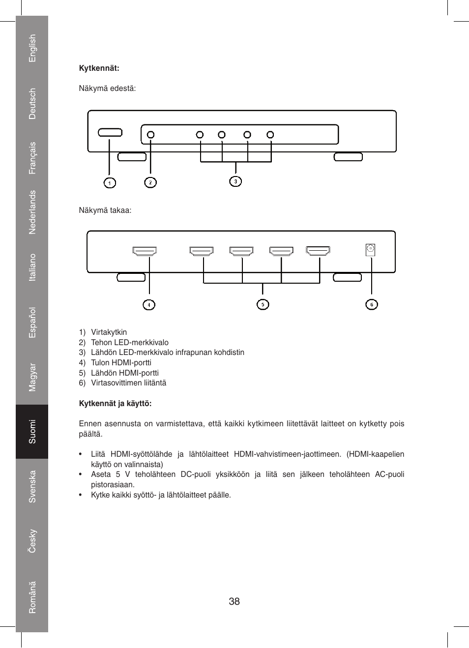 Konig Electronic 4 port HDMI splitter User Manual | Page 38 / 56